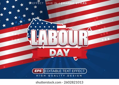 Editable 3d text effect labour day