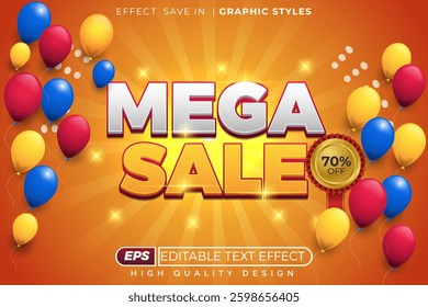 Editable 3d text effect Mega sale