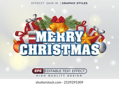 editable 3d text effect merry christmas