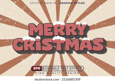 Editable 3d text effect merry christmas