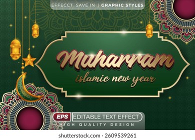 Editable 3d text effect muharram islamic new year