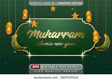 Editable 3d text effect muharram islamic new year
