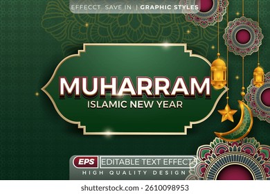Editable 3d text effect muharram islamic new year