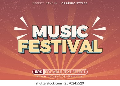 Editable 3d text effect music festival