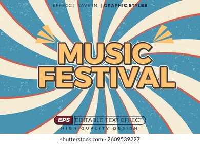 Editable 3d text effect music festival