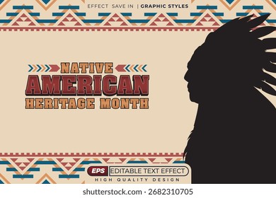 Editable 3d text effect native american for banner and poster template