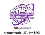 Editable 3d text effect neo world for banner and poster template design