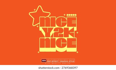 Editable 3d text effect nice y2k with star for banner template