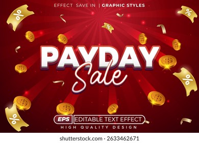 Editable 3d text effect payday sale