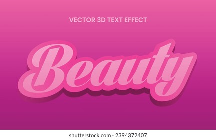 Editable 3D text effect Pink template style premium vector Eps10
