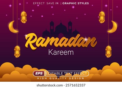 Editable 3d text effect ramadan kareem