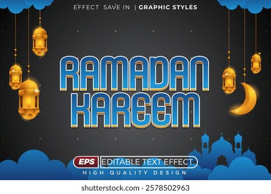 Editable 3d text effect ramadan kareem