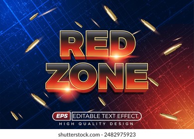 Editable 3D text effect red zone