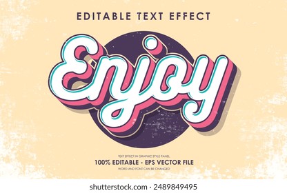 Editable 3D Text Effect. Retro Style. Premium Vector. Grunge Texture Effect.