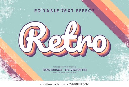 Editable 3D Text Effect. Retro Style. Premium Vector. Grunge Texture Effect