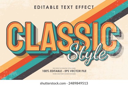 Editable 3D Text Effect. Retro Style. Premium Vector. Grunge Texture Effect. Classic Style