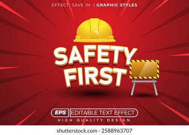 Editable 3d text effect safety first