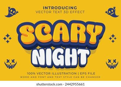 Editable 3D text effect - Scary night 3D Cartoon Template style scary font effect	