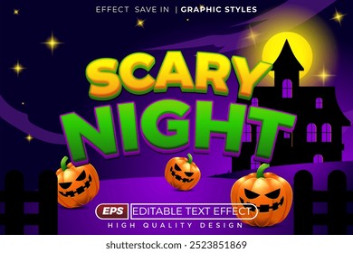 tema do halloween. efeito de texto 3d editável noite assustadora