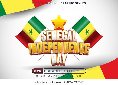 Editable 3d text effect senegal independence day