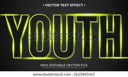 Editable 3d text effect styles mockup concept Youth words with Gradient Neon Green color
