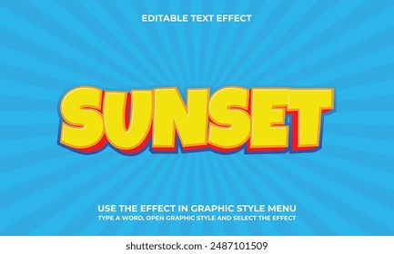 Editable 3D text effect with summer style 