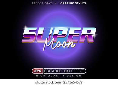 Editable 3d text effect super moon