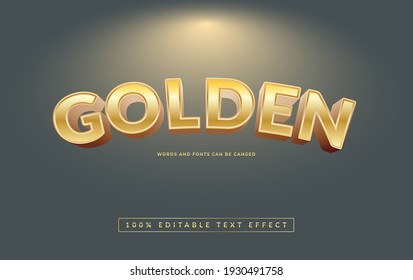 Editable 3d text effect template. Gold style text effect