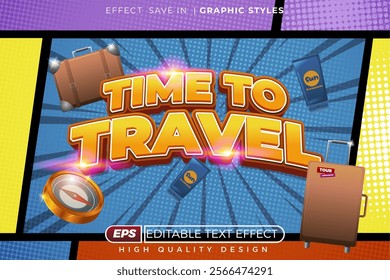 Editable 3d text effect time to travel