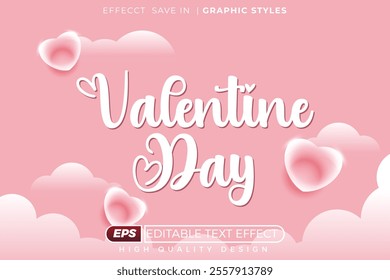 Editable 3d text effect valentine day