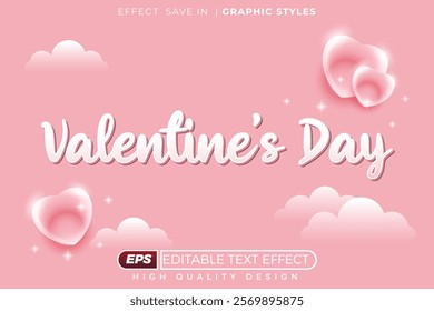 Editable 3d text effect valentine's day