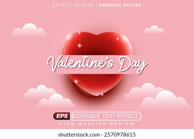 Editable 3d text effect valentine's day