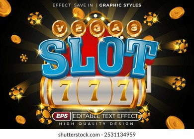 Efeito de texto 3d editável slot de vegas