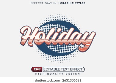 Editable 3d text effect vintage holiday