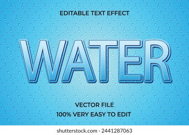 Editable 3d text effect water Minimalist vector text effect.