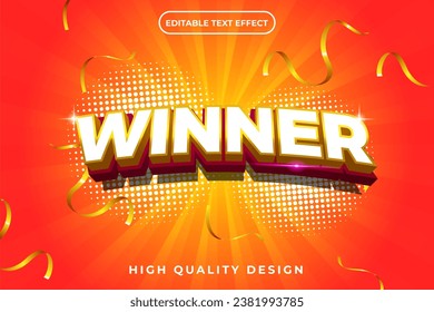 editable 3d text effect Winner