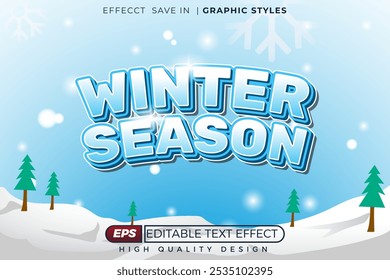 Editable 3d text effect winter season