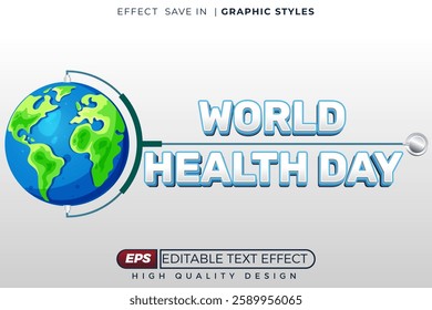 Editable 3d text effect world health day