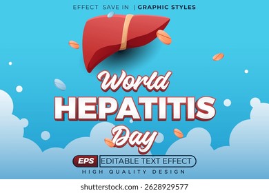 Editable 3d text effect world hepatitis day