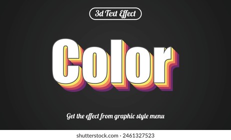 Editable 3d text effects many color text effect template design eps vector with black background