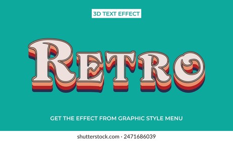 Editable 3d text effects retro style text effect template eps vector file