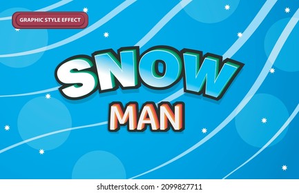 Editable 3D Text Effects Snow Man Template - Graphic Style Effect