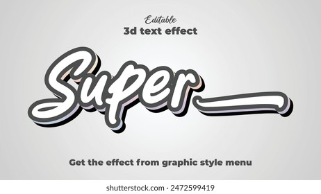Editable 3d text effects super handwritten style text effect template eps vector file