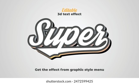 Editable 3d text effects super text effect template eps vector file