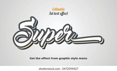 Editable 3d text effects super handwritten text effect template eps vector file