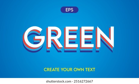 Editable 3D Text Effects Vector Illustration, Colorful 3D Text Effects Abstract Style Logo