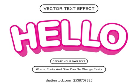 Editable 3D Text Effects Vector Illustration, Editable Text Effect, Bold Text Style