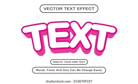 Editable 3D Text Effects Vector Illustration, Editable Text Effect, Bold Text Style