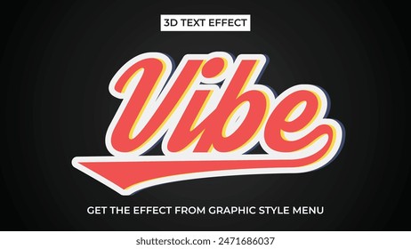 Editable 3d text effects vibe red text effect template eps vector file