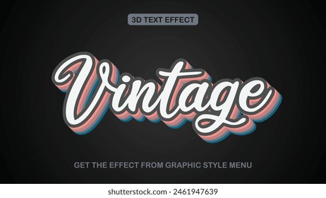 Editable 3d text effects vintage text effect template typography eps vector
